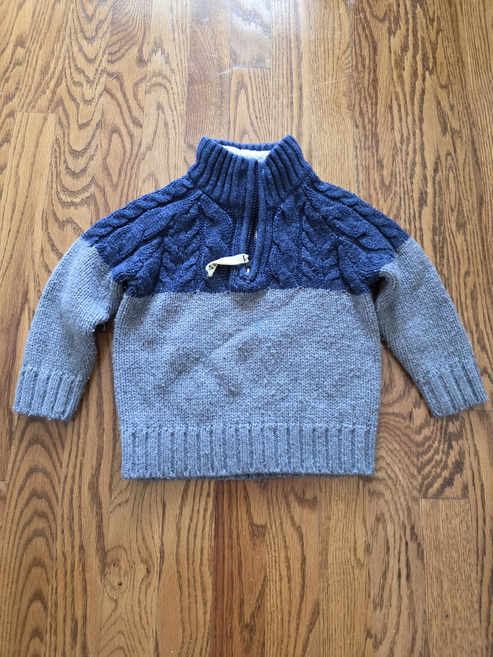 EARTHBOUND Blue and Gray Cable-Knit Half-Zip Pullover